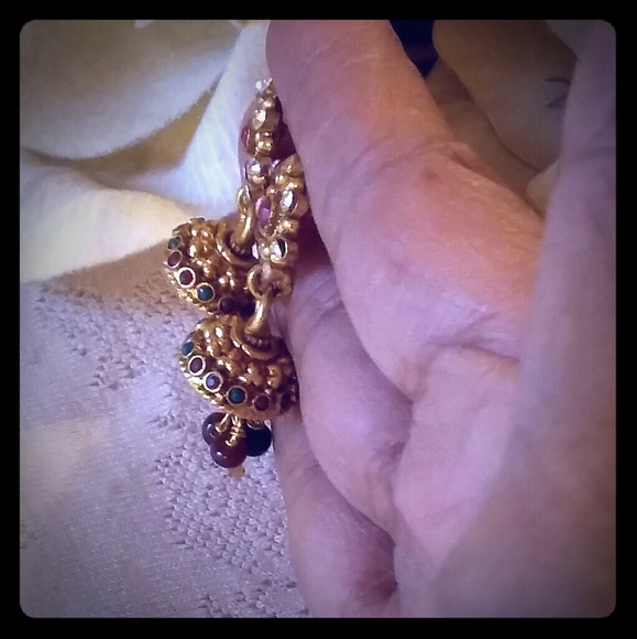 Vintage Jeweled Jhumka Earrings - Picture 6 of 8